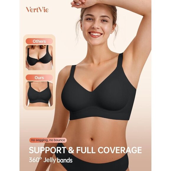 Women's Seamless Wireless Push Up Bra Full Coverage Support Plus Size - Picture 2 of 6